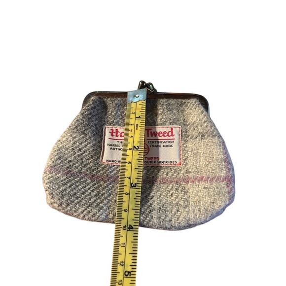 Vintage Harris Tweed Coin Purse Wool Plaid Wallet Kiss Snap Close Scotland Cream - Picture 3 of 4
